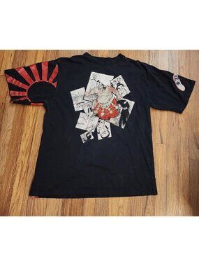 Vintage Ukiyo-e Japanese Samurai Shirt 2XL Embroidered Graphic Sun Anime Comic